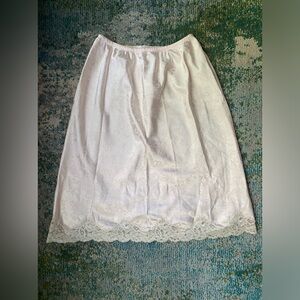 Vintage Christian Dior satin bow floral lace trim skirt slip, size large